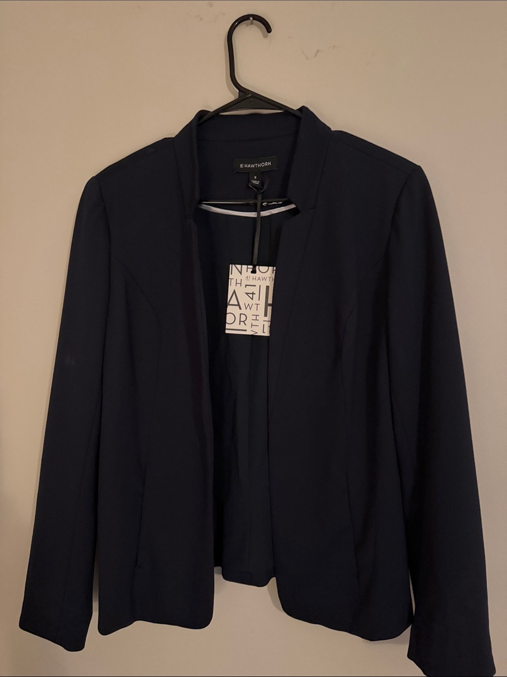 41 Hawthorn Navy Open-Front Collarless Blazer